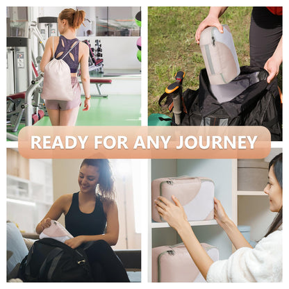 10 Set/8 Set Packing Cubes for Travel, Gifts for Women Mom,Anti-Tearing Suitcase Organizer for Luggage with Shoe & Hanging Toiletry Bag,OlarHike Vacation Essentials & Accessories for Cruise Ship,Cream