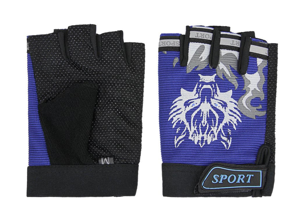 Kids Fingerless Cycling Gloves Non-Slip Shock-Absorbing Child Riding Bike Gloves Half Finger Outdoor Sports Gloves for Girls Boys Fishing Bicycle Roller Skating Hunting Climbing