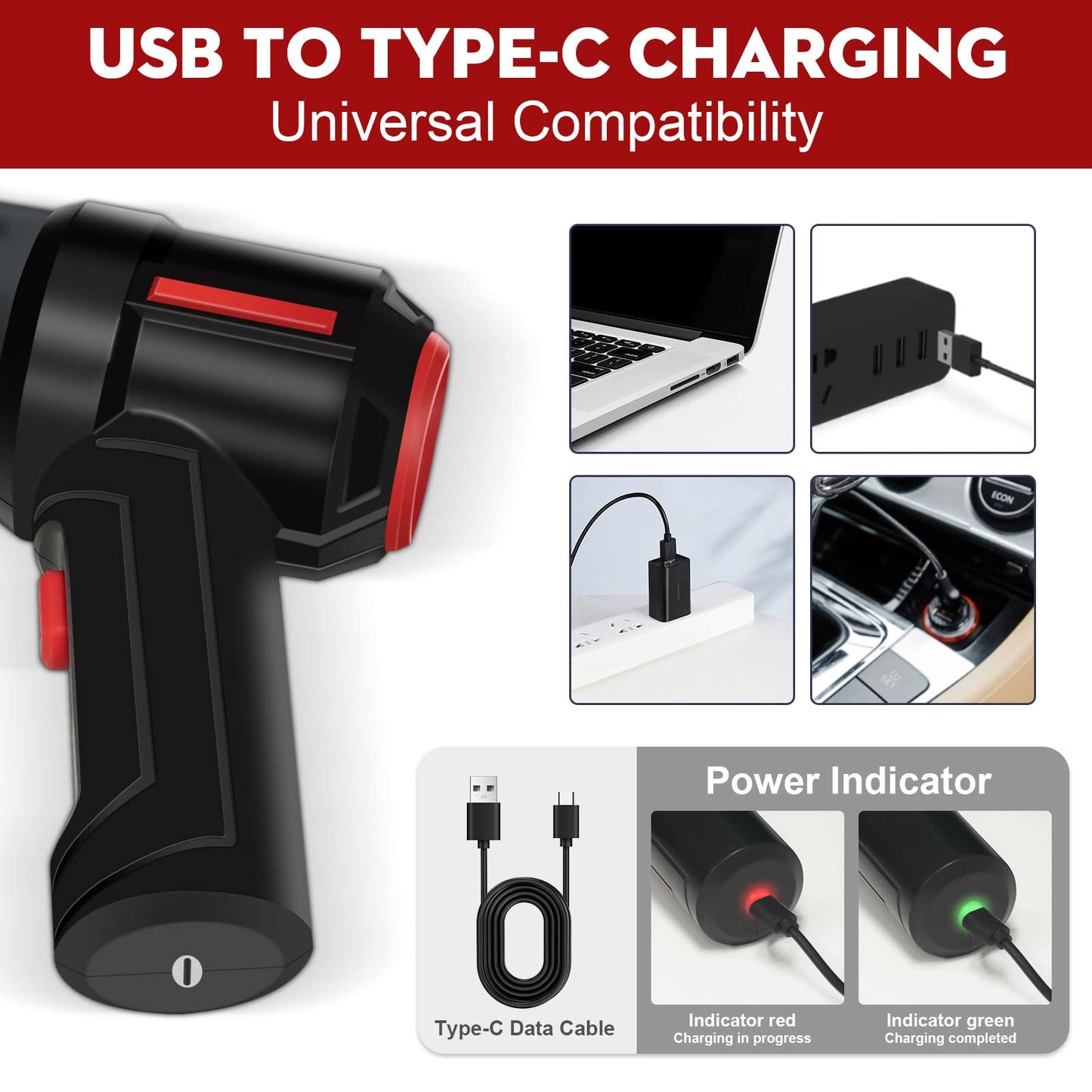 PeroBuno Computer Vacuum Cleaner - Air Duster - for Keyboard Cleaning - Cordless Canned Air - Powerful - Energy - Efficient - Compressed