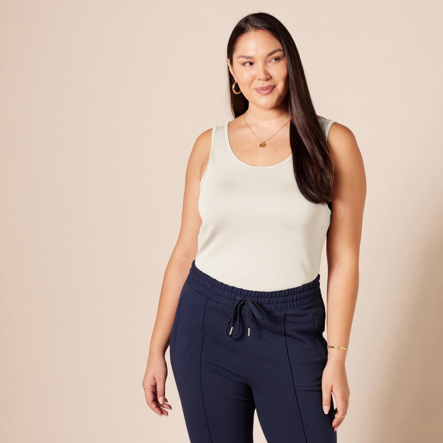 Amazon Essentials Women's Slim-Fit Tank Top, Pack of 2, Beige/Brown, Medium