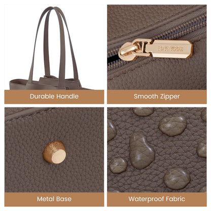 LOVEVOOK Laptop Tote for Women - 15.6 Inch Faux Leather Laptop Bag with Clutch, Large Capacity Office Purse Computer Briefcase for Casual Business Travel,Dark Khaki