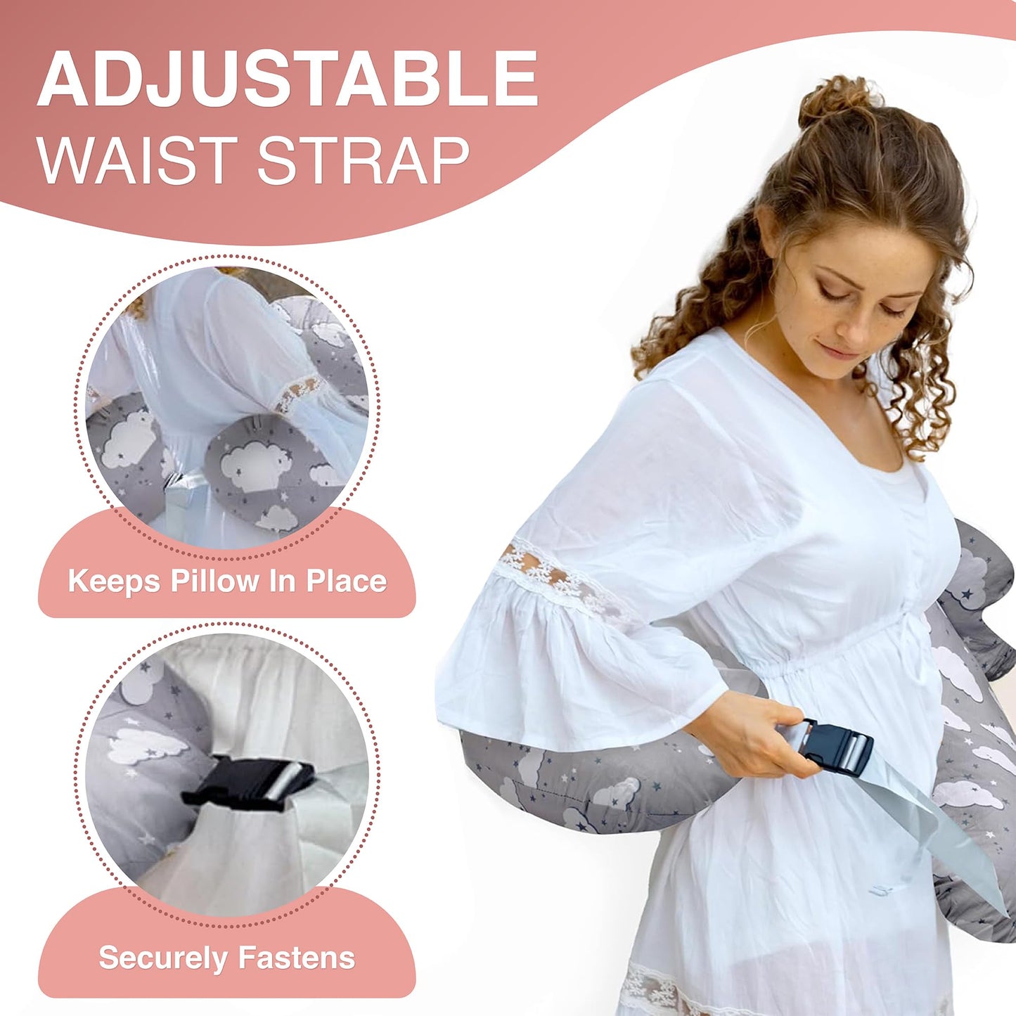 Nursing Pillow – Plus Size Breastfeeding Pillows with Security Fence for Enhanced Support & Comfort – Removable Cotton Cover, Adjustable Waist Strap, Newborn Essentials Must Haves Baby Registry Search