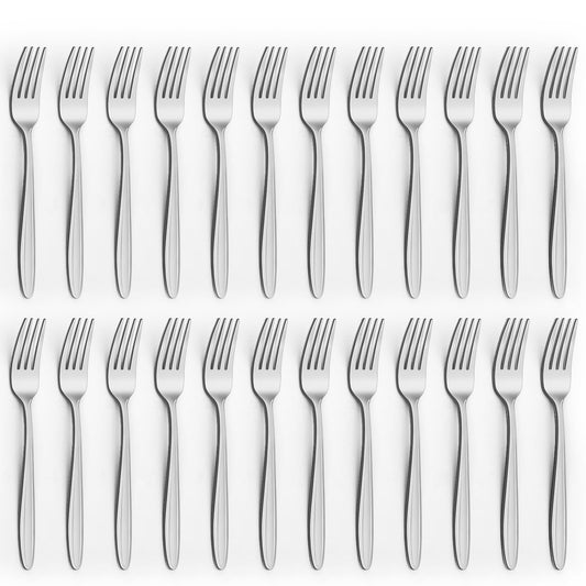 24 Pieces Forks Set (7.8”), Unokit Forks Silverware Set, Stainless Steel Dinner Forks, Table Forks, Metal Forks, Fork Set of 24 for Home/Kitchen & Restaurant,Mirror Polished, Dishwasher Safe