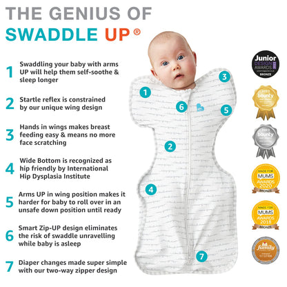 Love to Dream Swaddle UP, Baby Sleep Sack, Self-Soothing Swaddles for Newborns, Improves Sleep, Snug Fit Helps Calm Startle Reflex, New Born Essentials for Baby, Small 8-13lbs, Gray