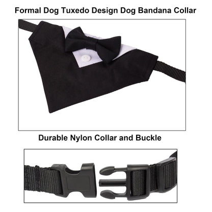 ADOGGYGO Formal Dog Tuxedo, Wedding Dog Collar with Bow Tie, Adjustable Pet Wedding Collar Bandana for Small Medium Large Dogs (Small, Black)