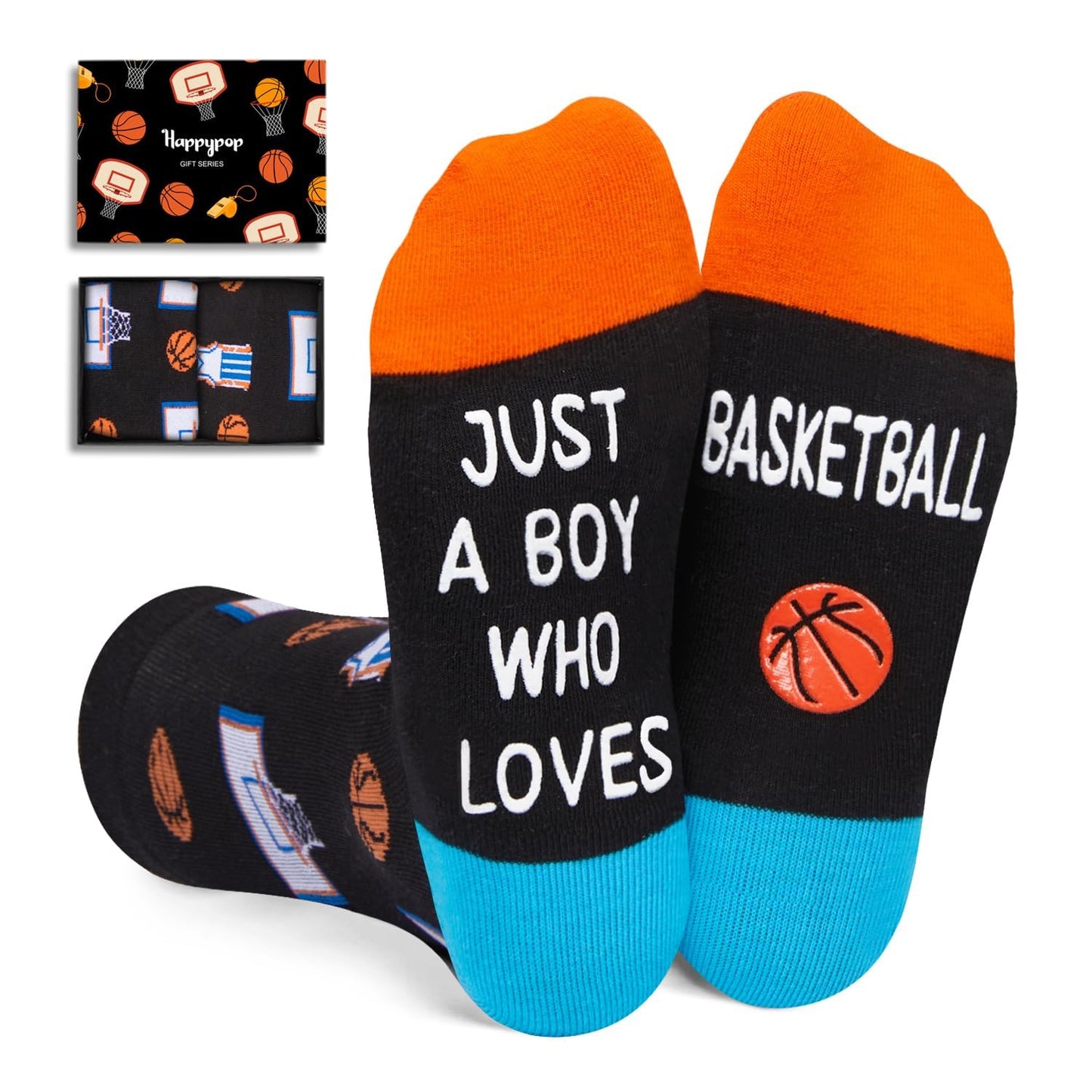 HAPPYPOP Basketball Gifts for Boys - 7Th 8Th 9Th Birthday Gift Ideas for Boys Who Love Basketball, Kids Sports Socks