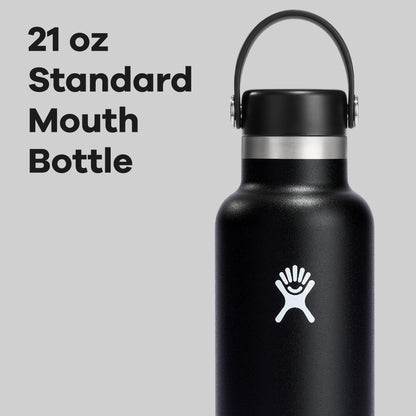 Hydro Flask Water Bottle - Insulated Stainless Steel - Non Spill, Leakproof in 21 Oz Black