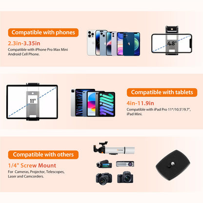 75inch Camera Tripod for ipad iPhone, Heavy Duty Aluminum Tripod with 360° Panoramic Ball Head,Compatible with Canon/Nikon/Sony DSLRs (Load 15 lbs for Travel/Live Streaming/Macro Shooting)