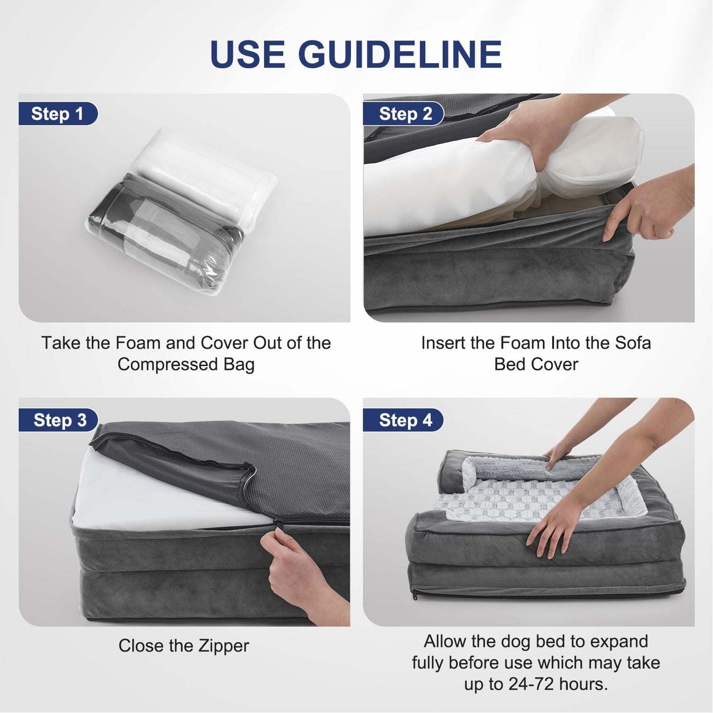 FURTIME Orthopedic Dog Beds Large Sized Dog, XL Washable Dog Sofa Bed for Large Dogs, Comfy Supportive Egg-Crate Foam Pet Couch Bed with Removable Cover, Waterproof Lining and Nonskid Bottom