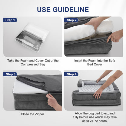 FURTIME Orthopedic Dog Beds Large Sized Dog, XL Washable Dog Sofa Bed for Large Dogs, Comfy Supportive Egg-Crate Foam Pet Couch Bed with Removable Cover, Waterproof Lining and Nonskid Bottom