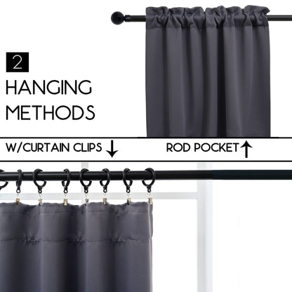 Pickluc Dark Grey Cafe Curtain - Half Window, 30 Inches Length, Rod Pocket, Small Kitchen Curtain, Blackout for Small Windows - 30" Wide x 30" Long, 2 Panels Set