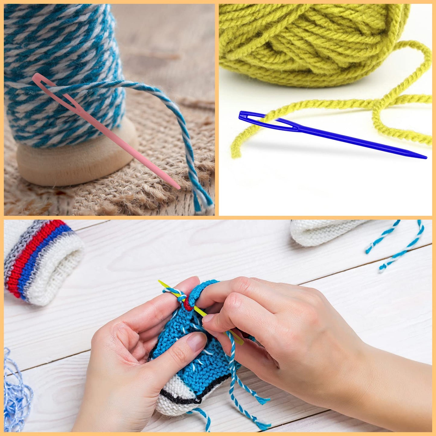 LoveInUSA 100 PCS Plastic Needles for Kids, Large Eye Plastic Sewing Needles for Handmade Crafts DIY Notions Stitchery