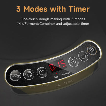 Joydeem Electric Dough Maker with Ferment Function, Microcomputer Timing, Face-up Touch Panel, 6.6Qt, 304 Stainless Steel, JD-HMJ7L