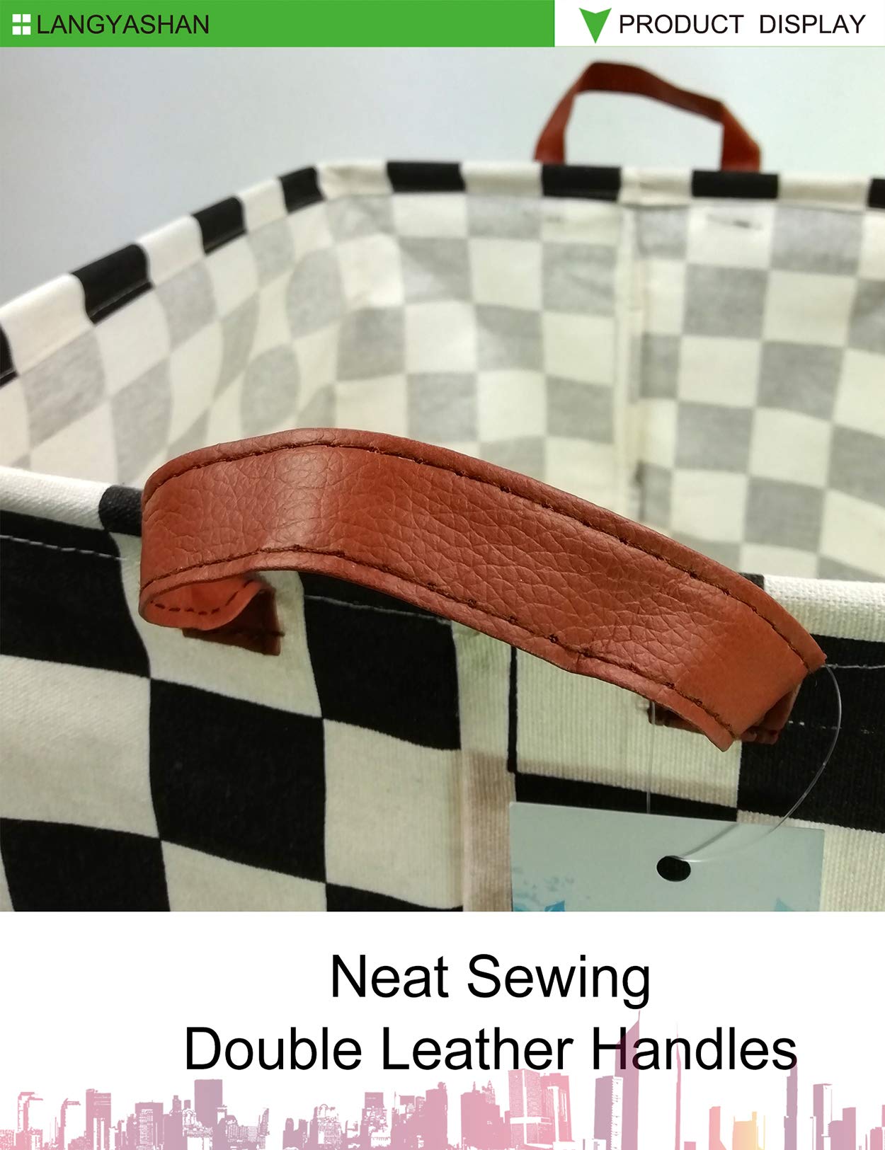 LANGYASHAN Rectangular Storage Bin Collapse Canvas Fabric Cartoon Storage Basket with Handles for Organizing Home Kitchen Boys and Girls Toys Office Closet Shelf Baskets (Rec-Racing flag)