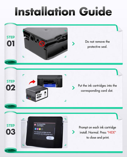 936e 936XL Ink Cartridges 4-Pack High Yield with Chip Replacement for HP 936 936e Ink Compatible with HP OfficeJet Pro 9125e 9135e 9110b 9128e 9130b Wide Format 9730e OfficeJet 9122e Inkjet Printer