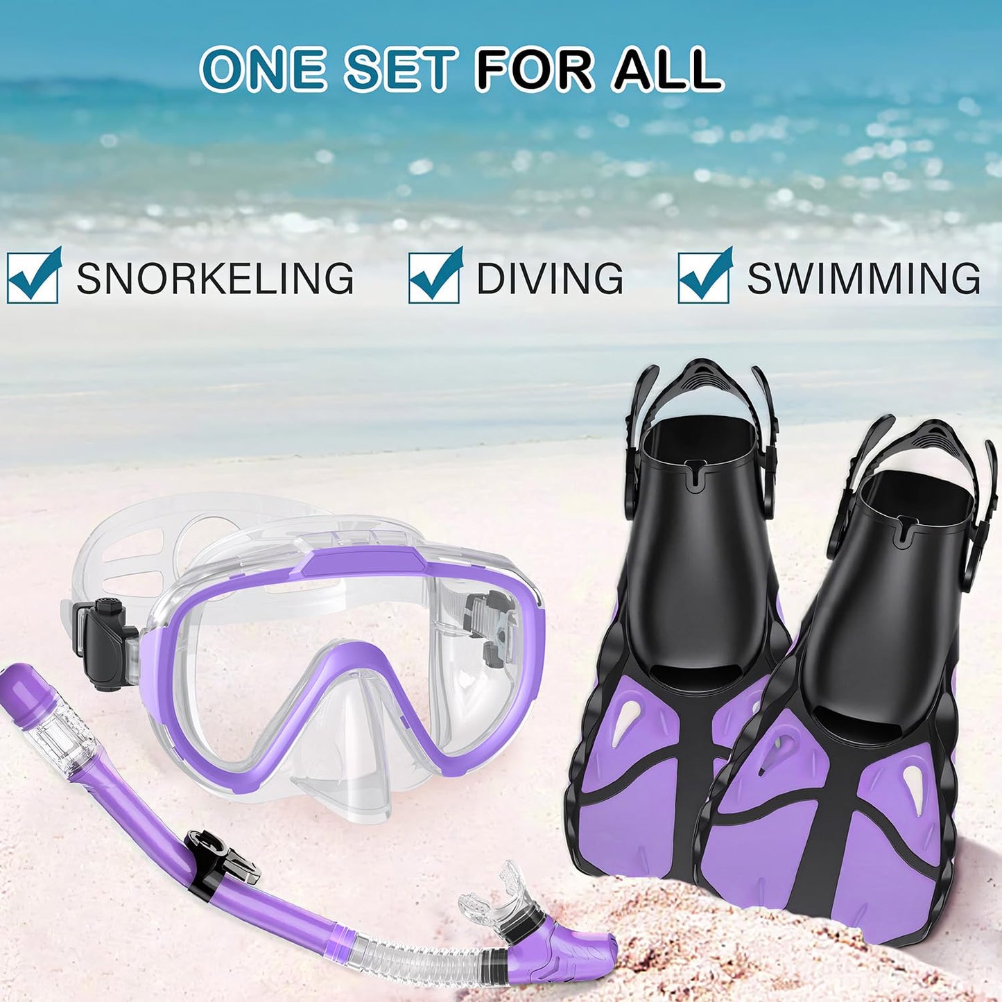 Vengreedo Snorkel Set with Fins for Adults, Snorkeling Gear for Adults Men and Women, Snorkle, Mask Set Adults Dry Top Snorkel Mask Combo Set with Travel Bag for Snorkeling, Diving, Swimming