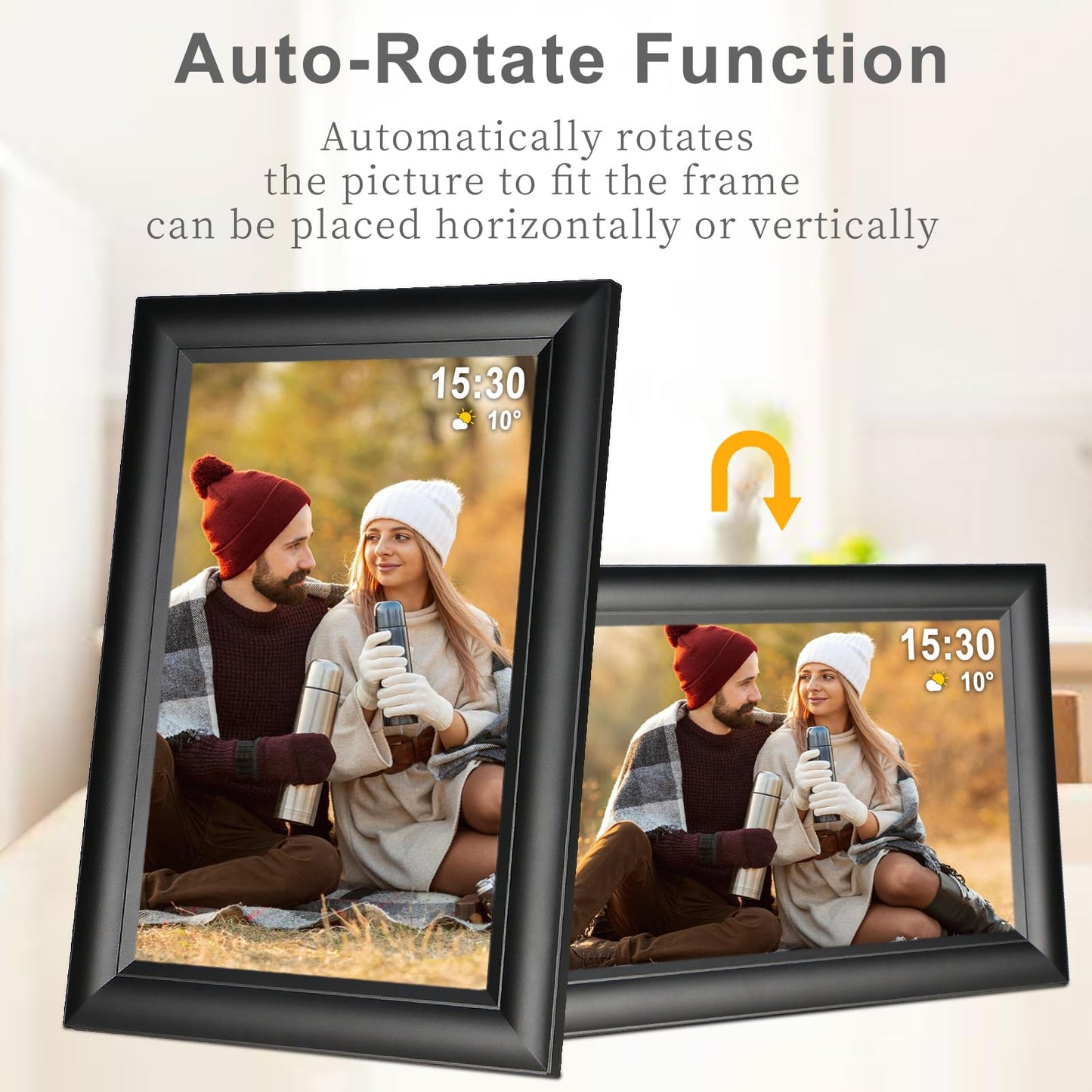 Frameo 10.1 Inch Digital Picture Frame WiF Black,Electronic Picture Frame, Photo Frame,32GB Storage,1280x800 IPS HD Touch Screen,Auto-Rotate,Share Photos/Videos Instantly via Frameo App from Anywhere