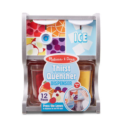 Melissa & Doug Wooden Thirst Quencher Drink Dispenser With Cups, Juice Inserts, Ice Cubes - FSC Certified