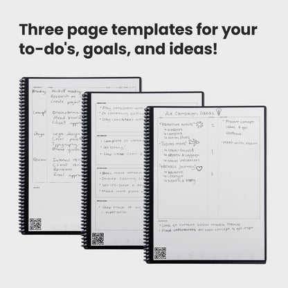 Rocketbook Fusion Reusable Undated Productivity Planner, Letter Size 8.5x11, Gray - Goals, Monthly and Weekly Calendar, Daily To-do List, Lined and Dotted Notes Pages