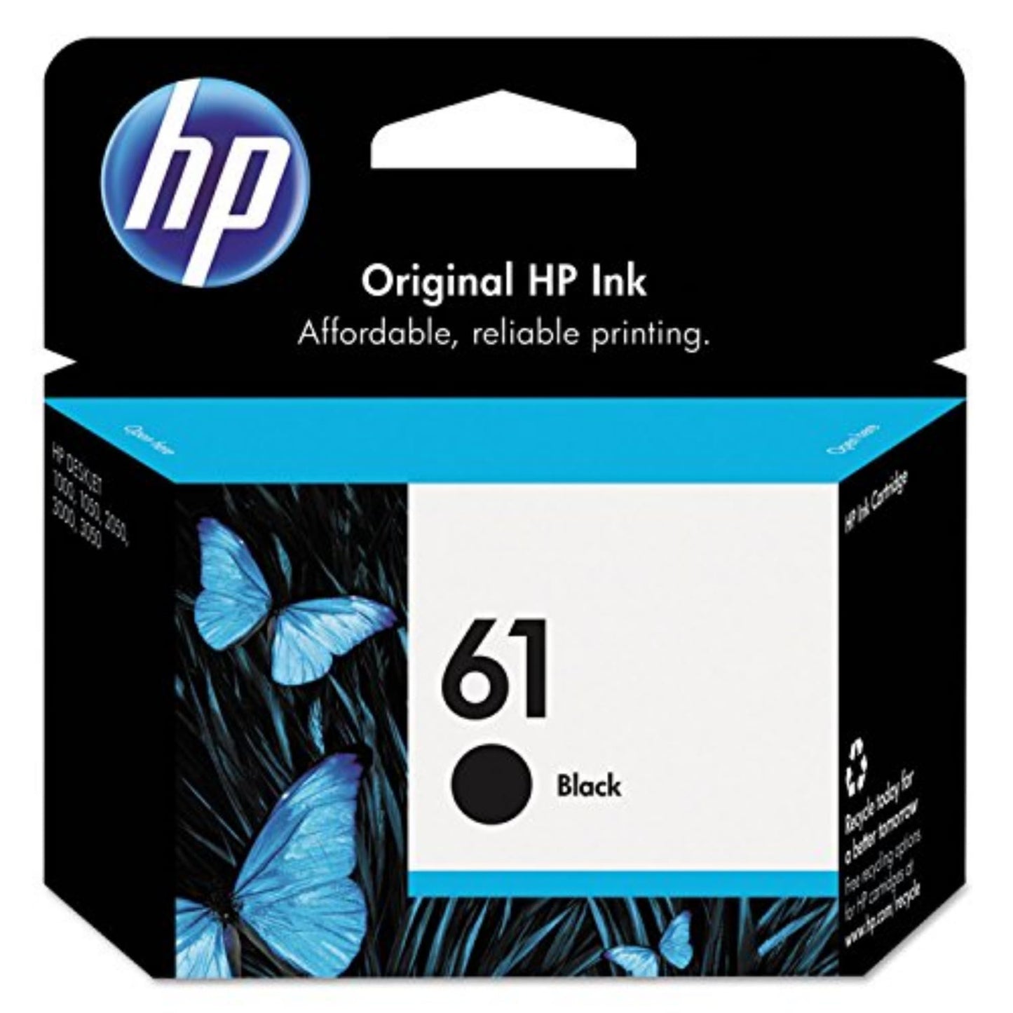 HP 61 Black Ink Cartridge | Works with Printer Series: DeskJet 1000, 1010, 1050, 1510, 2050, 2510, 2540, 3000, 3050, 3510; ENVY 4500, 5530; OfficeJet 2620, 4630 | Eligible for Instant Ink | CH561WN