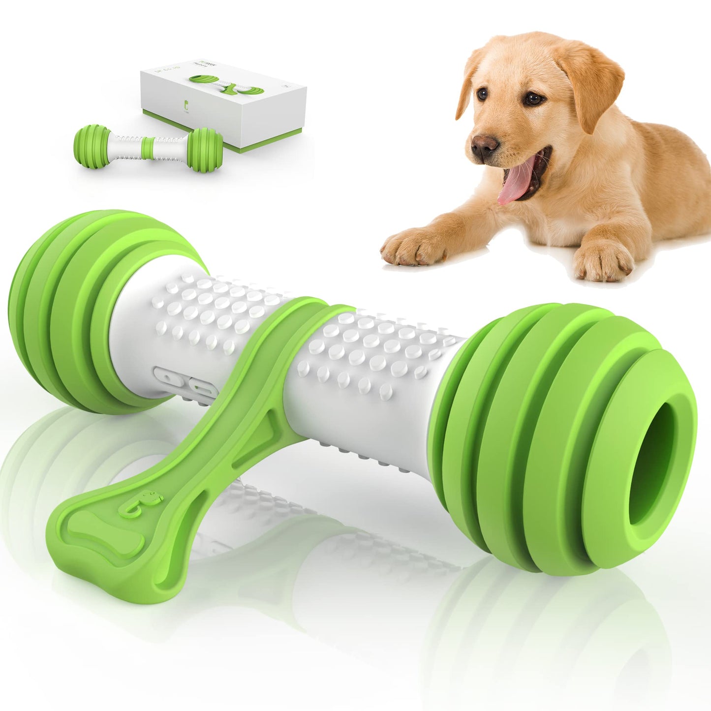 PETGEEK Interactive Dog Toys, Motion Activated Electronic Dog Toy Interactive Dog Bone Toys for Medium Large Dogs, USB Rechargeable Automatic Dog Toy for Boredom and Stimulating (Green)