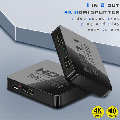 4K HDMI Splitter 1 in 2 Out Mirror Display Not Expand, Dual HDMI Splitter Hub to Dual Monitors Multi-Scree Displays Audio Synchronization, Compatible for MacBook Laptop Desktop PC Graphics Card TV