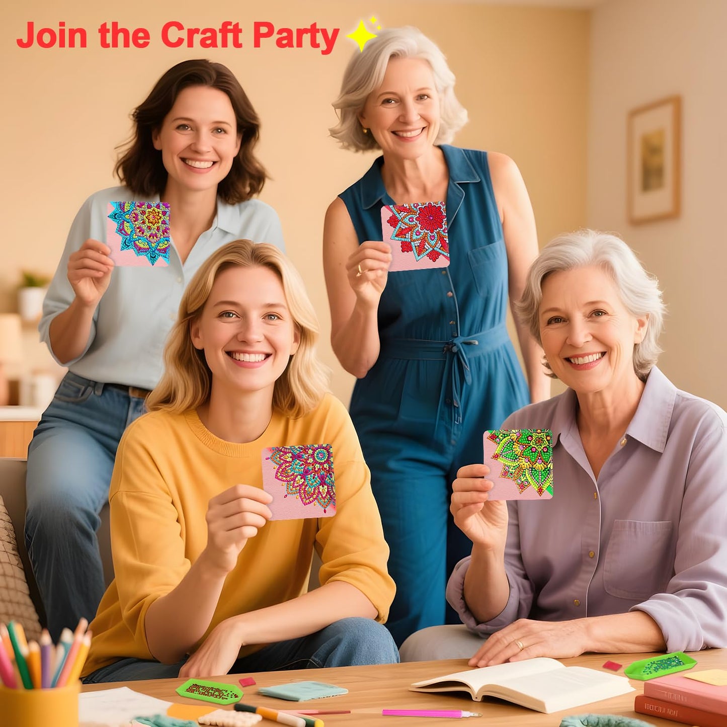 8 PCs Diamond Art Corner Bookmarks Leather Dimond Painting Book Mark Kit for Adults Paint by Dots Bookmarkers Craft DIY Gem Small Dotz Gifts for Women Mandala Flower Pink Lotus