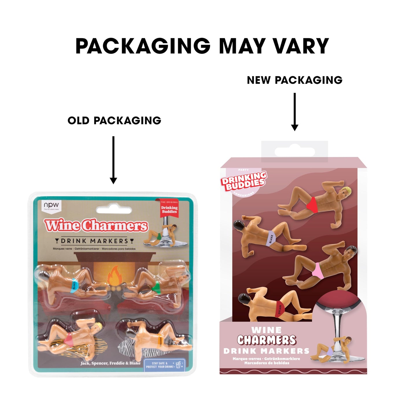 NPW Drink Charmers Drink Markers, Original Drinking Buddies & Drink Glass Charms for Parties - Bachelorette, Girls' Nights, Family Get Together & More, Novelty Gifts (4 Count)