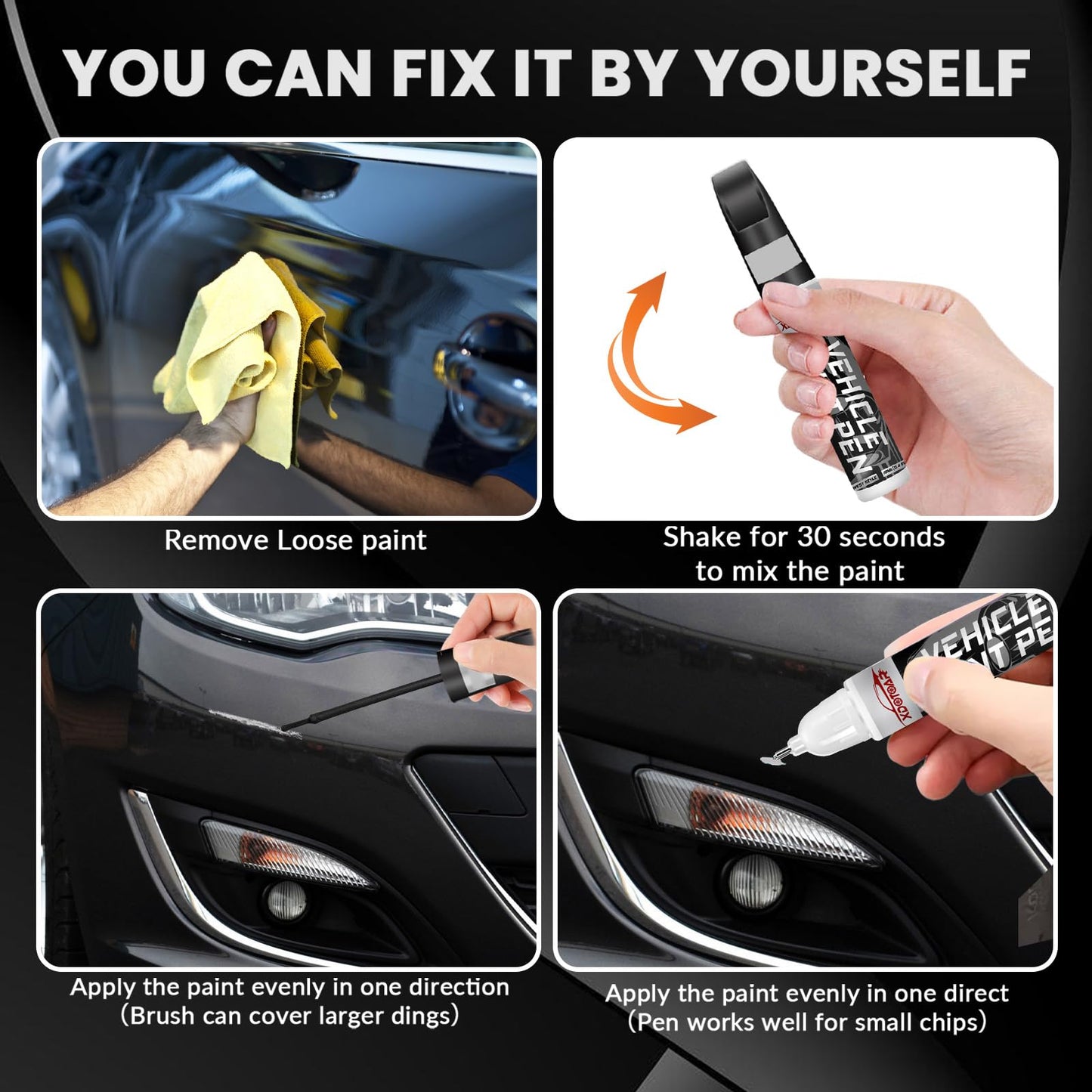 Matte Black Touch Up Paint for Cars, Universal and Color Accurate Automotive Scratch Repair Pen, Lasting Auto Scratch Remover, Quick Drying, Weather Resistant, Easy to Use, Versatile Use