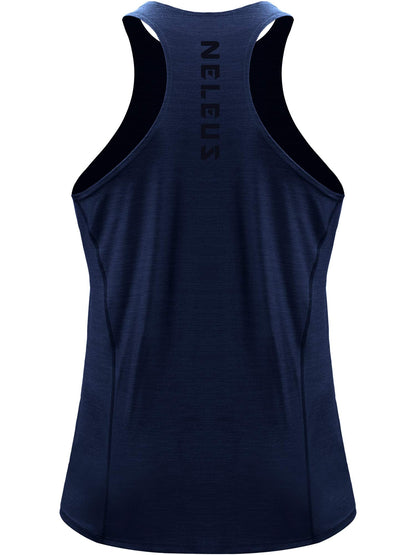 NELEUS Men's 3 Pack Running Tank Tops Dry Fit Muscle Athletic Workout Shirts,5069,Navy,Light Grey,Light Green,US L,EU XL