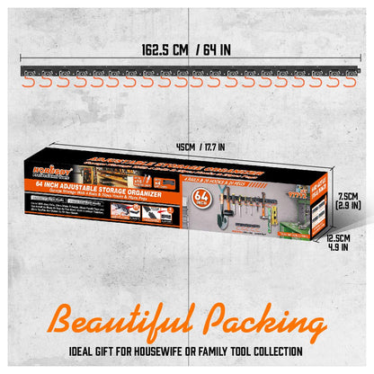 HORUSDY 64 Inch Adjustable Storage System, Wall Mount Tool Organizer, Tool Hangers for Mop and Broom Holder Shovel, Rake, Broom, Mop Holder, Etc