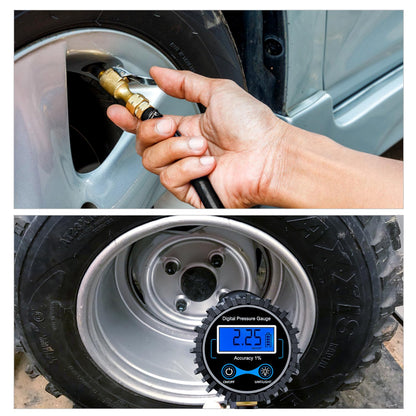 Nilight 50026R Digital Tire Inflator Pressure Gauge,250 PSI Air Chuck and Compressor Accessories Heavy Duty with Rubber Hose Quick Connect Coupler for 0.1 Display Resolution