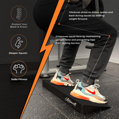 Actomall Squat Wedge Block - Large Slant Board for Heel Elevated, Knees Over Toes & Splits Squats, Calf Stretches & Weightlifting Recovery
