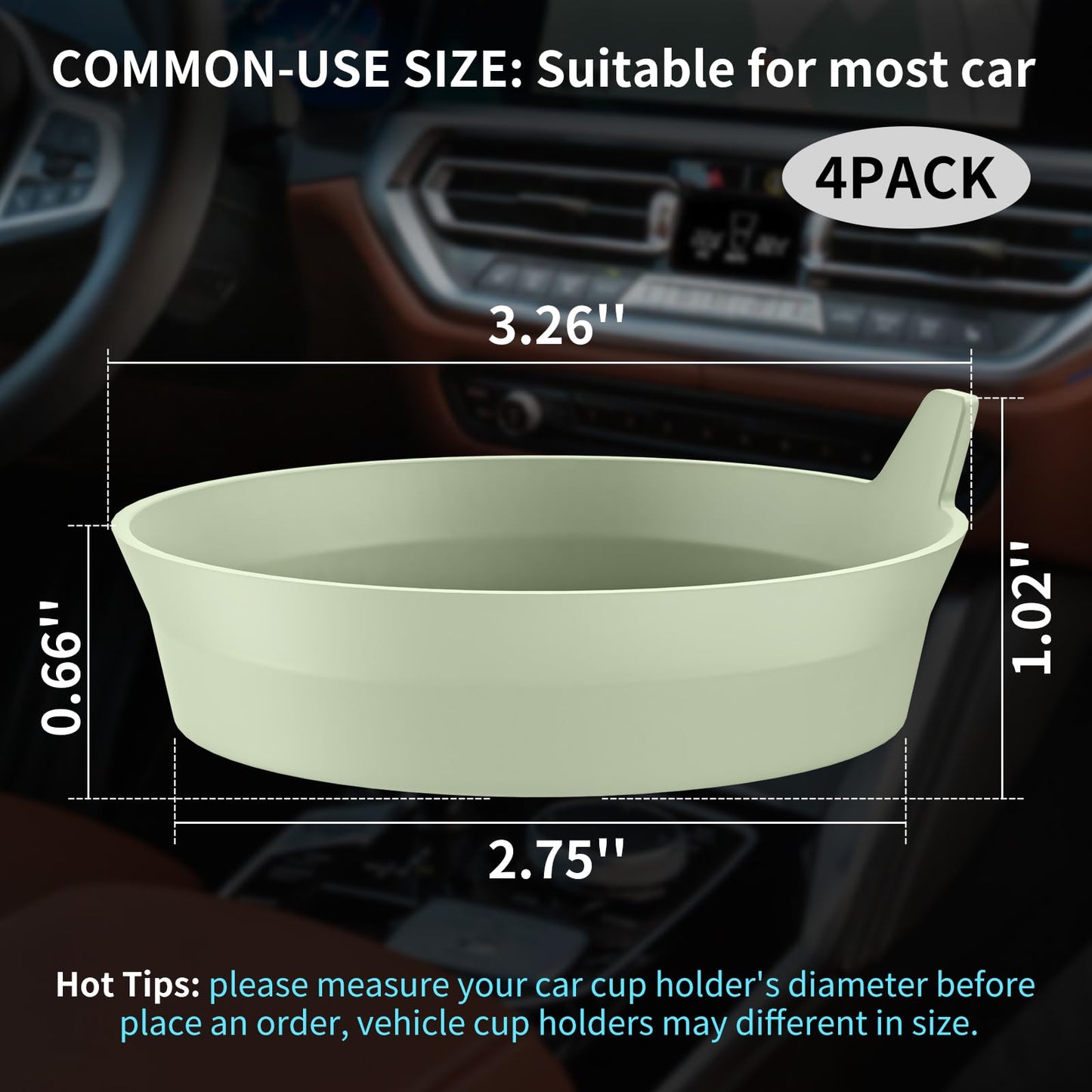 ME.FAN Car Cup Holder Coasters [4 Pack] Silicone Cups Mats, Automotive Universal Non-Slip Recessed Interior Accessories Desert Sage