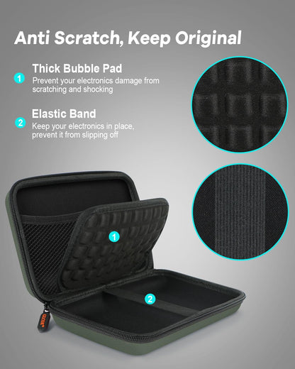 GLCON Large Classic Army-Green Case - Hard Shell Electronic Organizer Travel Carrying Case - Shockproof Electronic Accessories Storage Pouch Bag for Game Drive, Hard Disk, Power Bank, Charger