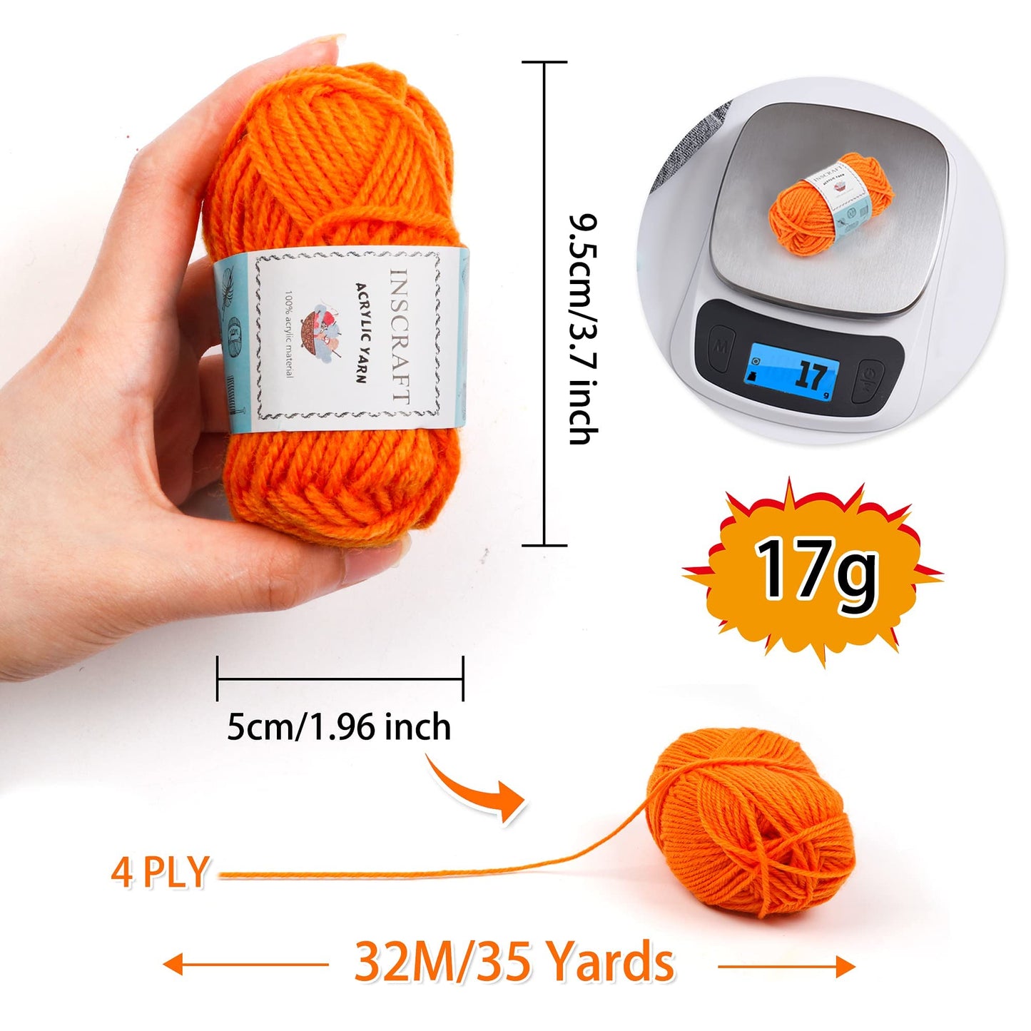 INSCRAFT 62 Acrylic Yarn Skeins, 2170 Yards Yarn for Knitting and Crochet, Includes 2 Crochet Hooks,2 Weaving Needles,10 Stitch Markers, Perfect Beginner Kit for for Adults Kids