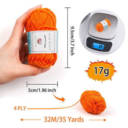 INSCRAFT 62 Acrylic Yarn Skeins, 2170 Yards Yarn for Knitting and Crochet, Includes 2 Crochet Hooks,2 Weaving Needles,10 Stitch Markers, Perfect Beginner Kit for for Adults Kids