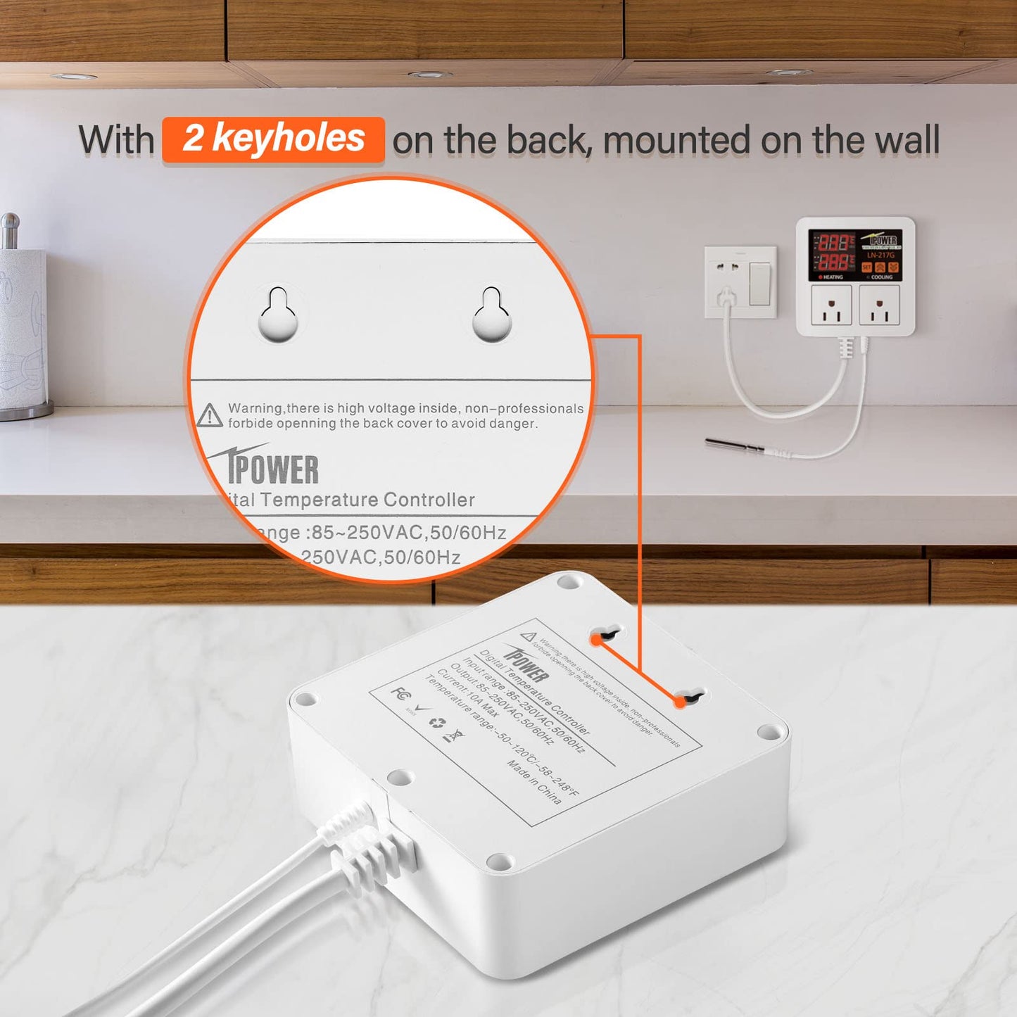 iPower Professional Digital Heating and Cooling Thermostat Controller for Seed Germination, Reptiles and Brewing Breeding Fermenter Greenhouse, Grow Tent, 1200W-White