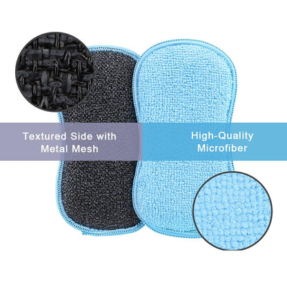 HOMEXCEL 12 Pack Multi-Purpose Scrub Sponges Kitchen, Dish Sponge, Non-Scratch Microfiber Sponge for Efficiently Cleaning Dishes, Pots, and Pans (Blue)