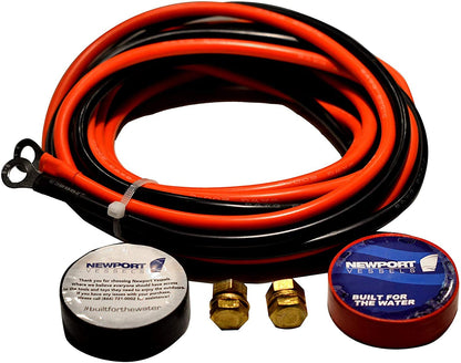 Newport 10ft Trolling Motor Battery Cable Extension Kit – 8AWG Marine-Grade Wire – Includes Connectors, Terminals & Heat Shrink – Compatible with All Newport Motors