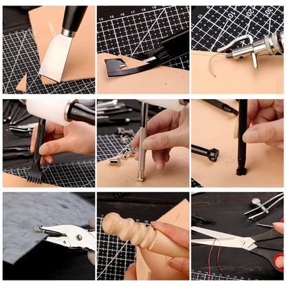 IMZAY 415 PCS Leather Working Kit, Leather Tool Kit, Leather Crafting Kit with Leather Working Tools Punching Sewing Stamping Sanding Tools for Leather Working Professional