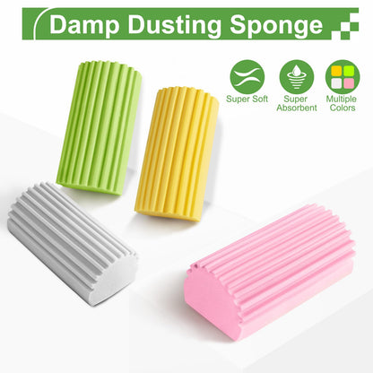 Jeymei 4-Pack Damp Clean Duster Sponge, Sponge Cleaning Brush, Duster for Cleaning Blinds, Glass, Baseboards, Vents, Railings, Mirrors,Window Track Grooves and Faucets（Gray）