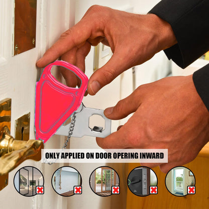 Portable Door Lock for Travel, Door Lock Self-Defense Security Device for Home, Apartment, Hotel, Living Motel, School Dorm, House for Open Inwards Door