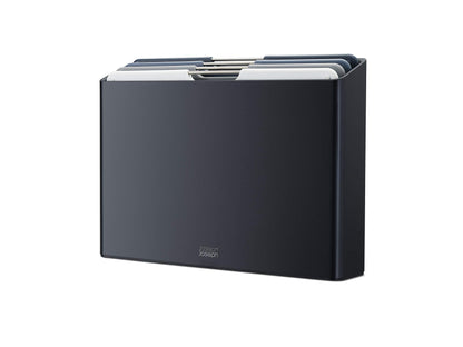 Joseph Joseph Folio 4-Piece Colour coded Cutting Board Set, Slimline case for organized Kitchen storage, Graphite
