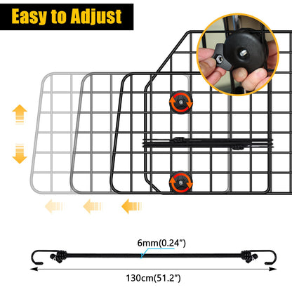 Gtongoko Dog Car Barriers for SUVs, Vehicles, Cars, Trucks, Upgraded Adjustable Heavy-Duty Wire Mesh Pet SUV Barriers Universal-Fit, Car Accessories Safety Travel, 2pcs 51.2In Elastic Ropes Included
