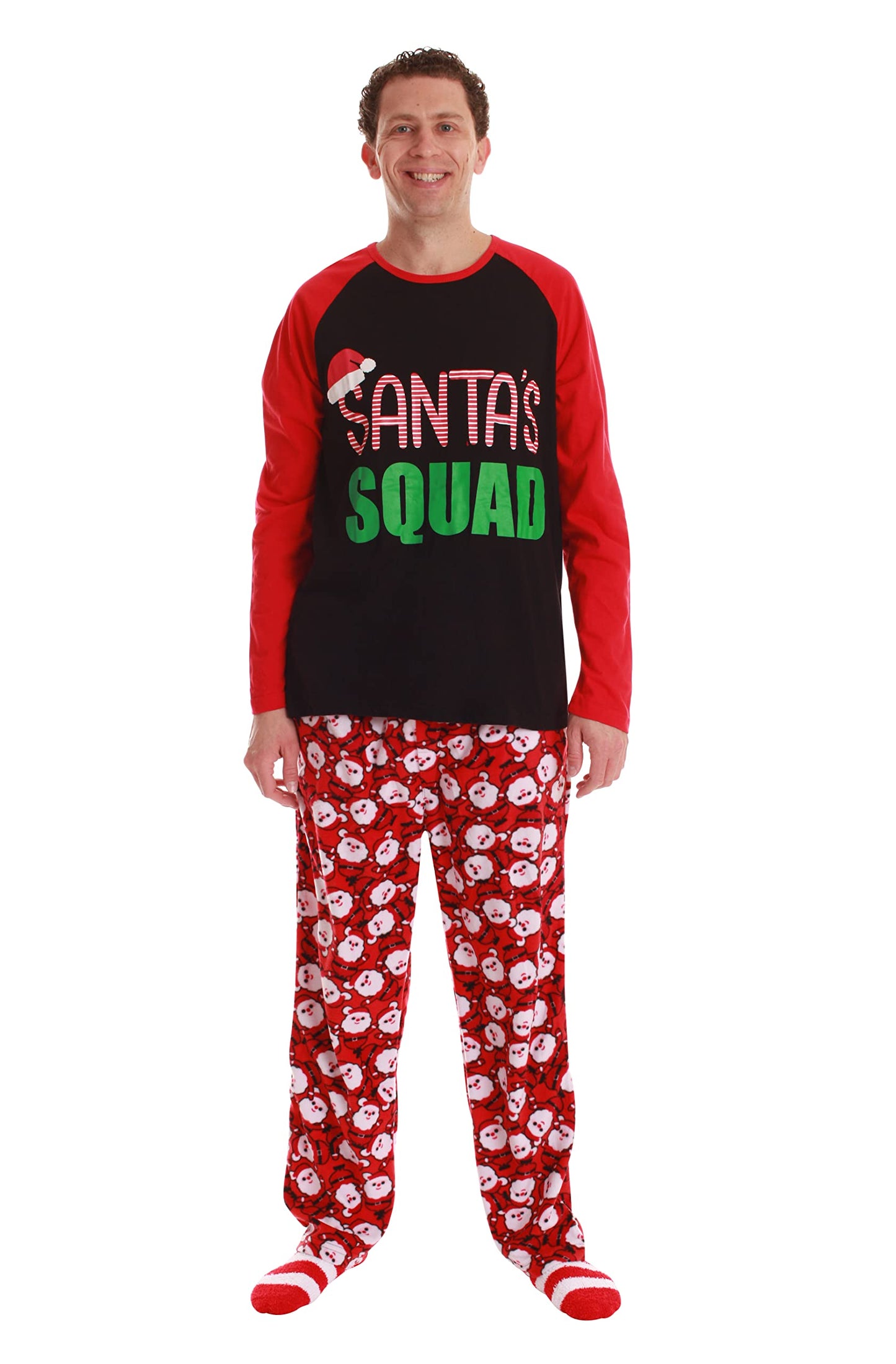 #followme Womens Microfleece Pajamas Set, Family Pajamas, Santa Squad, Large