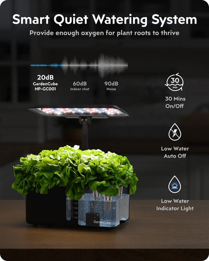 Hydroponics Growing System Indoor Garden: Herb Garden Kit Indoor with LED Grow Light Quiet Smart Water Pump Automatic Timer Healthy Fresh Herbs Vegetables - Hydroponic Planter for Home Kitchen Office