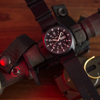 Infantry Men's Wrist Watch Field Military Watches for Men Analog Black Tactical Outdoor Sport Work Wristwatch Waterproof Date Day 12/24 Hour with Army Nylon Band