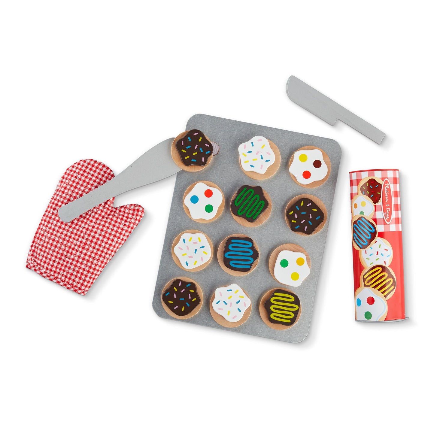 Melissa & Doug Slice and Bake Cookies Wooden Play Food Set with Toppings Pretend Cookies and Baking Sheet, Wooden Play Food Set, Toy Baking for Kids Ages 3+
