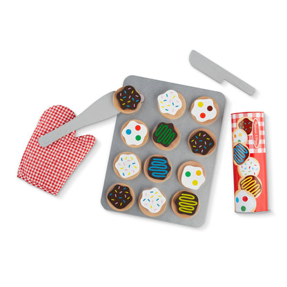 Melissa & Doug Slice and Bake Cookies Wooden Play Food Set with Toppings Pretend Cookies and Baking Sheet, Wooden Play Food Set, Toy Baking for Kids Ages 3+